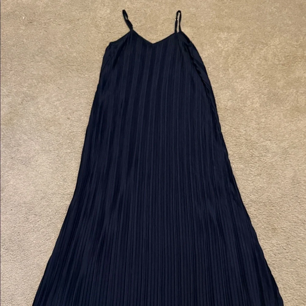 Express Dark Blue Pleated Knit Maxi Dress - Picture 6 of 6